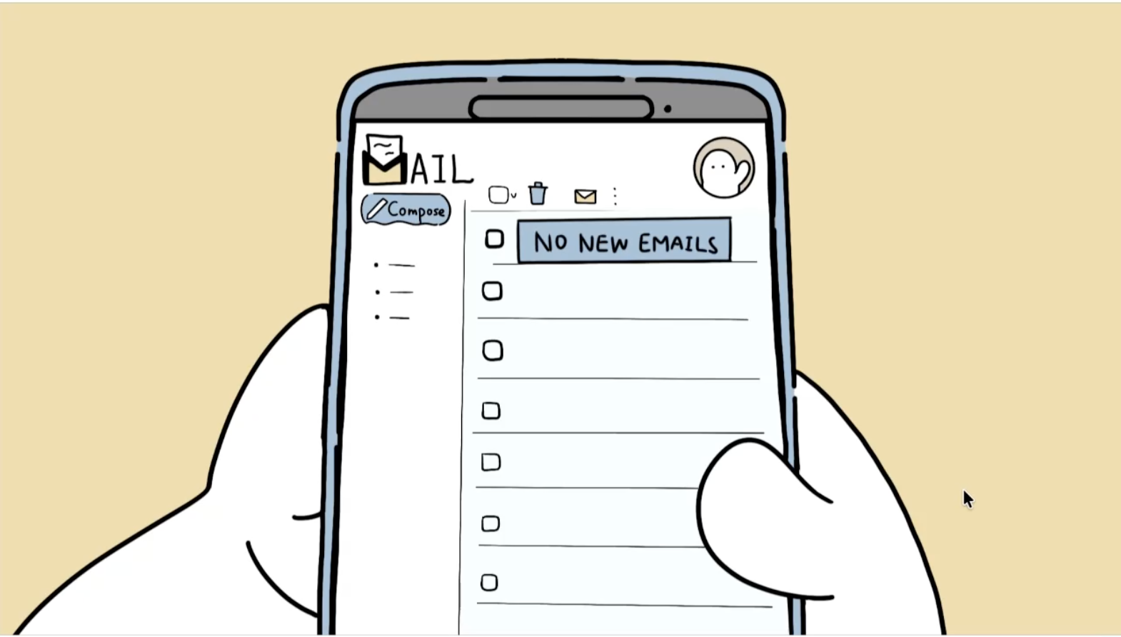 After iteration – 'No New Emails' feedback added