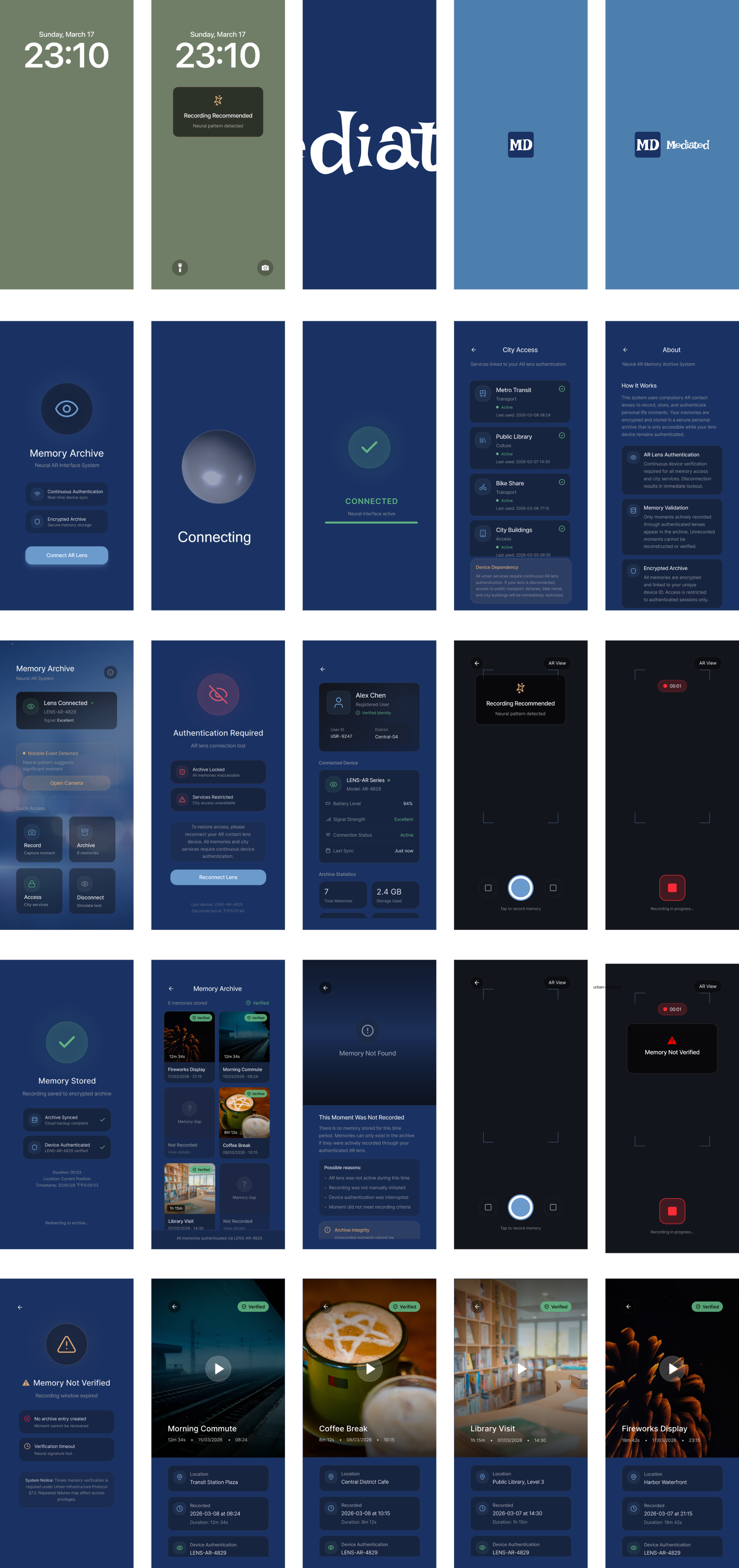 Figma prototype screens