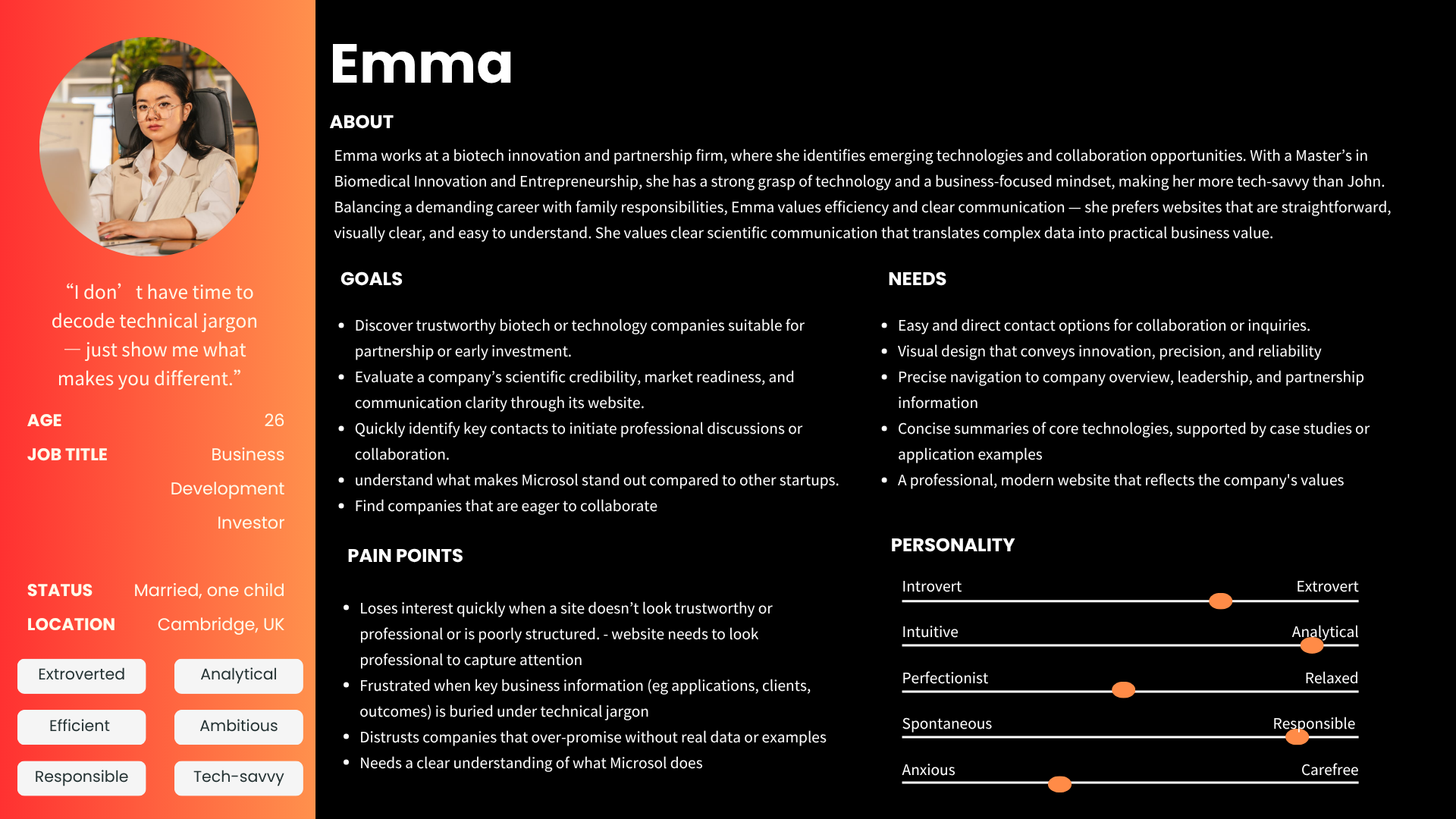 Emma business user persona