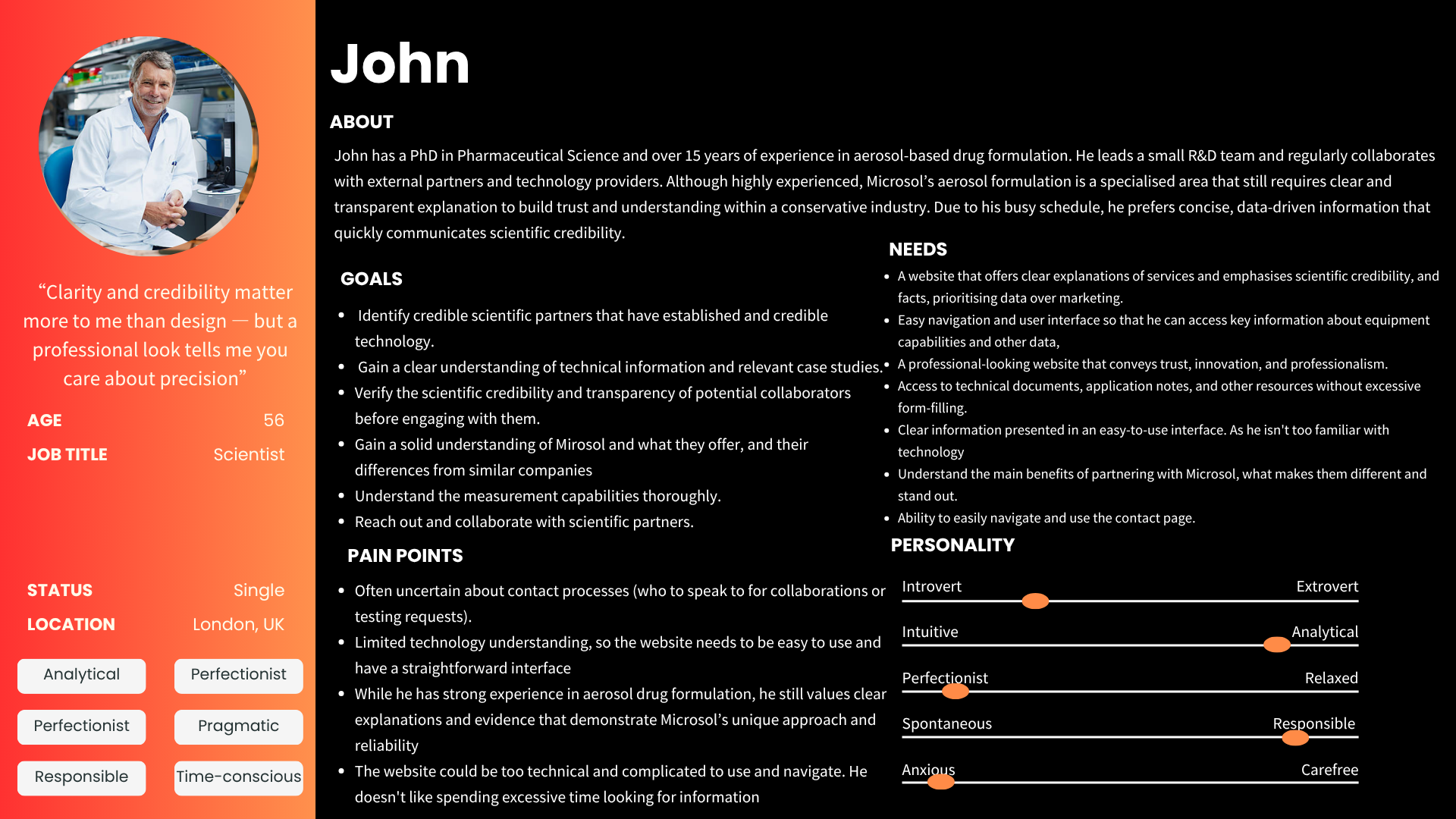 John scientific user persona